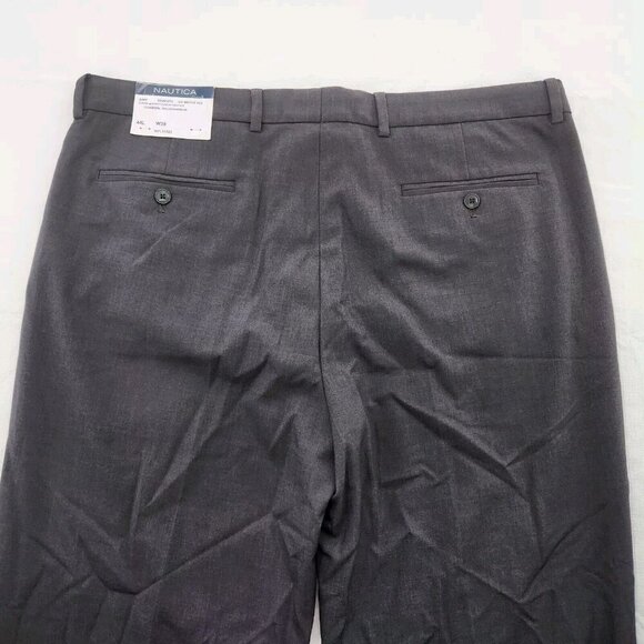 NAUTICA GAFF Charcoal Grey FLAT FRONT DRESS PANTS Mens Size 38W 32L - Picture 4 of 6